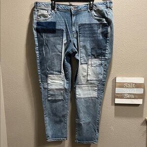 Ladies 24/7 patchwork jeans. Size. 22W